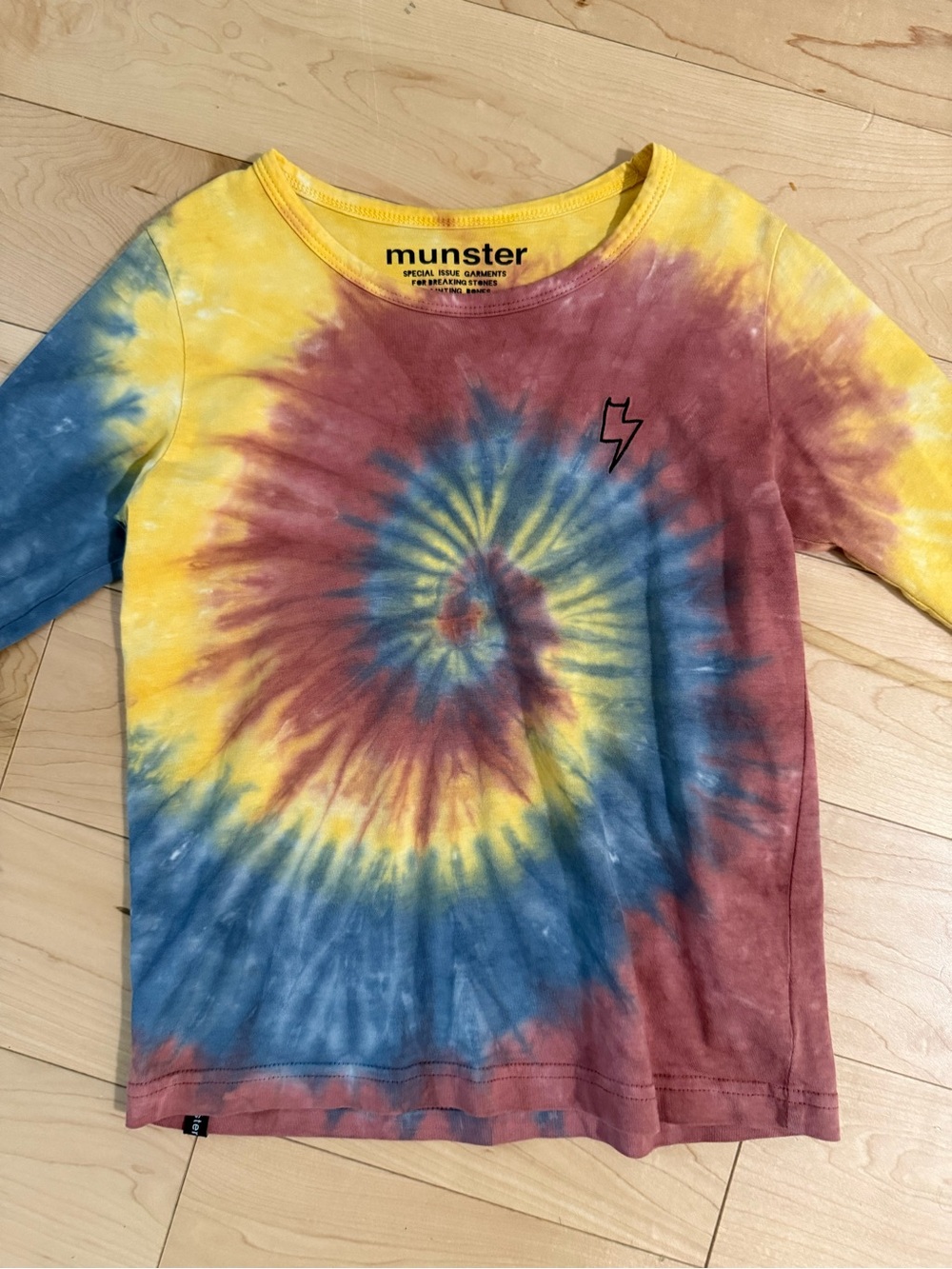 Munster Kids Spiral Tie-Dye Long Sleeve Shirt - Yellow, Blue, Red
